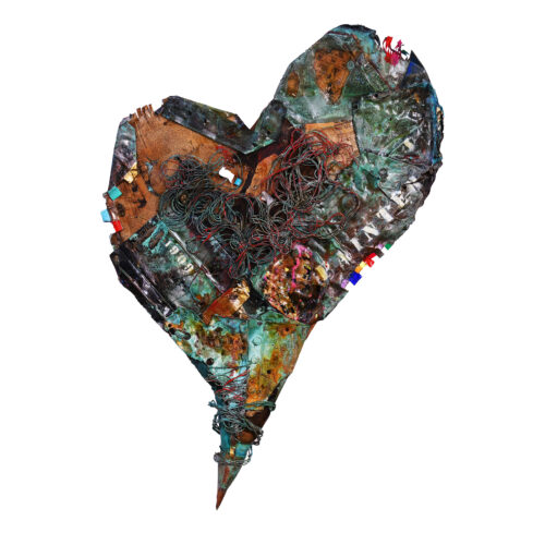 Bassin Louise - 2026 - Cuivre recyclé et technique mixte provenant de l’ancien toit du château frontenac sur toile monté sur contre - plaqué