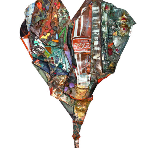 Carmelle - 2026 - Cuivre recyclé et technique mixte provenant de l’ancien toit du château frontenac sur toile monté sur contre - plaqué