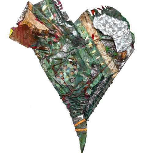 Ebleuit - 2026 - Cuivre recyclé et technique mixte provenant de l’ancien toit du château frontenac sur toile monté sur contre - plaqué